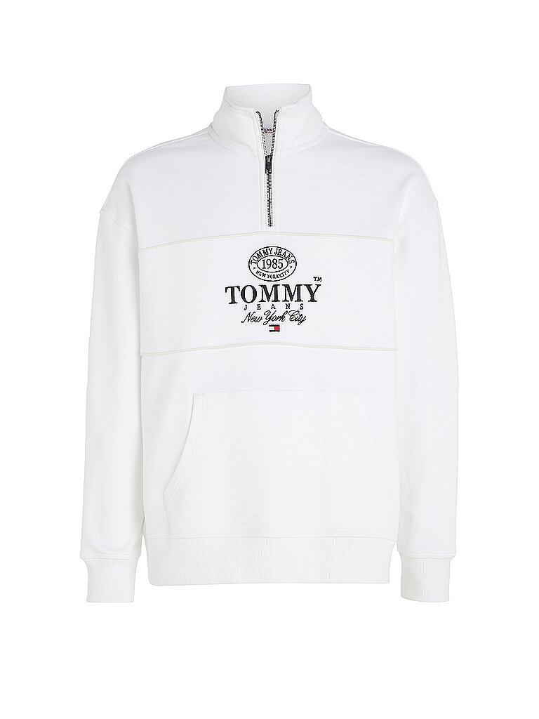 TOMMY JEANS Troyer Sweater weiss | L von Tommy Jeans
