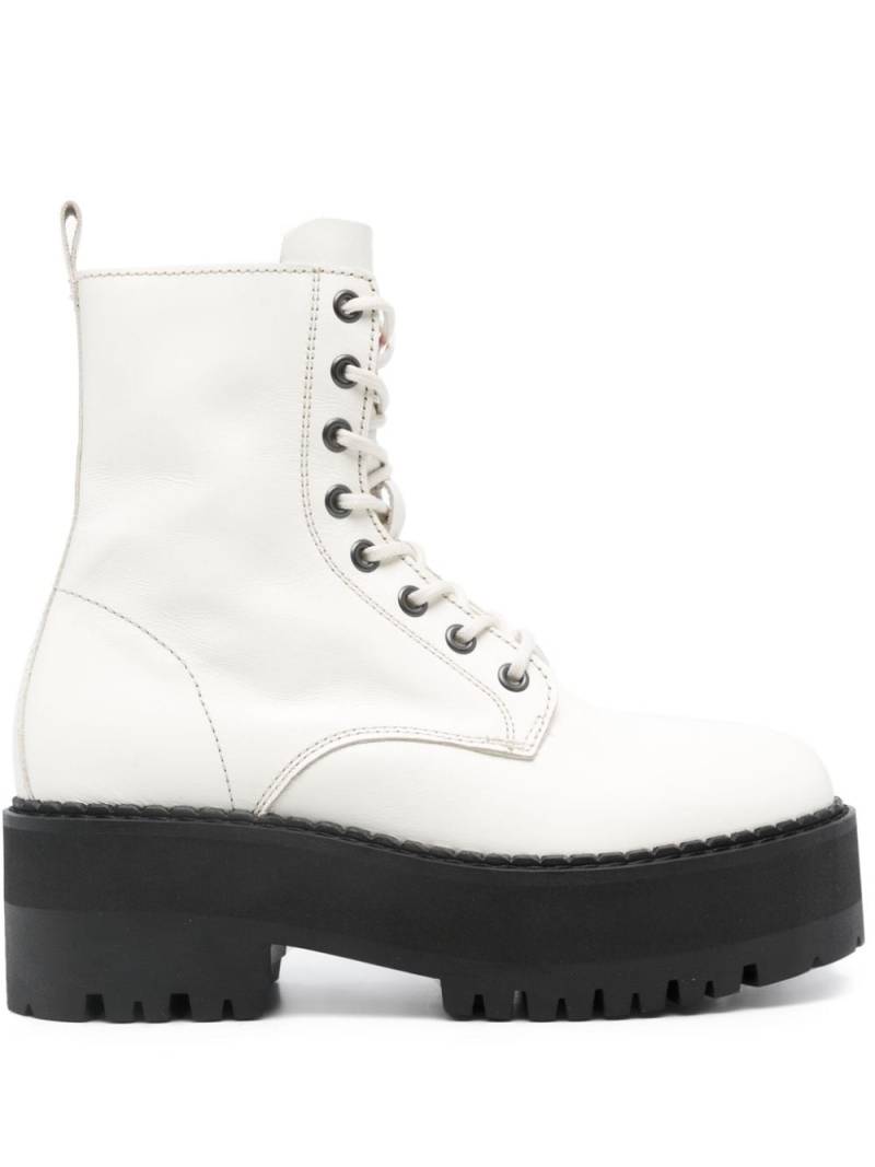 Tommy Jeans 60mm zip-up leather ankle boots - White von Tommy Jeans