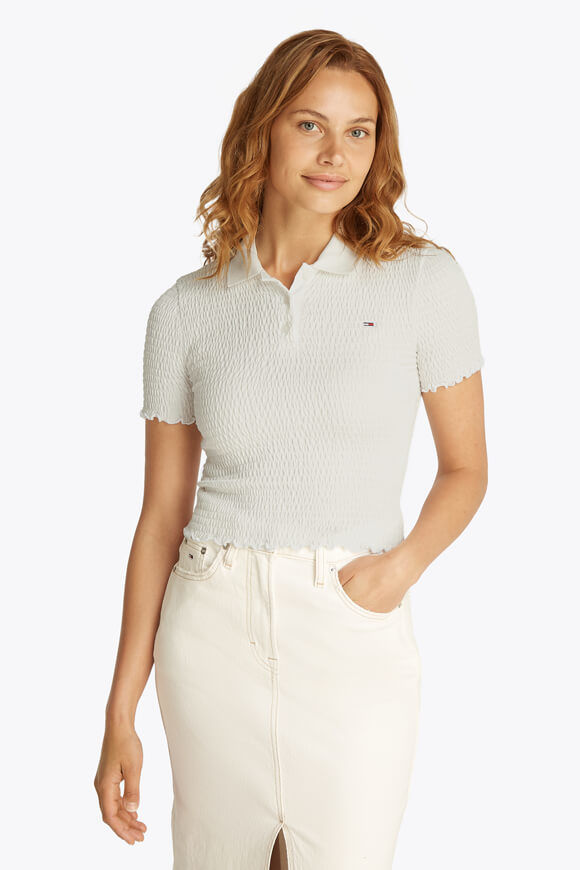 Tommy Jeans Crop Poloshirt | Offwhite | Damen | XS Tommy Jeans Crop Poloshirt | Offwhite | Damen | XS von Tommy Jeans