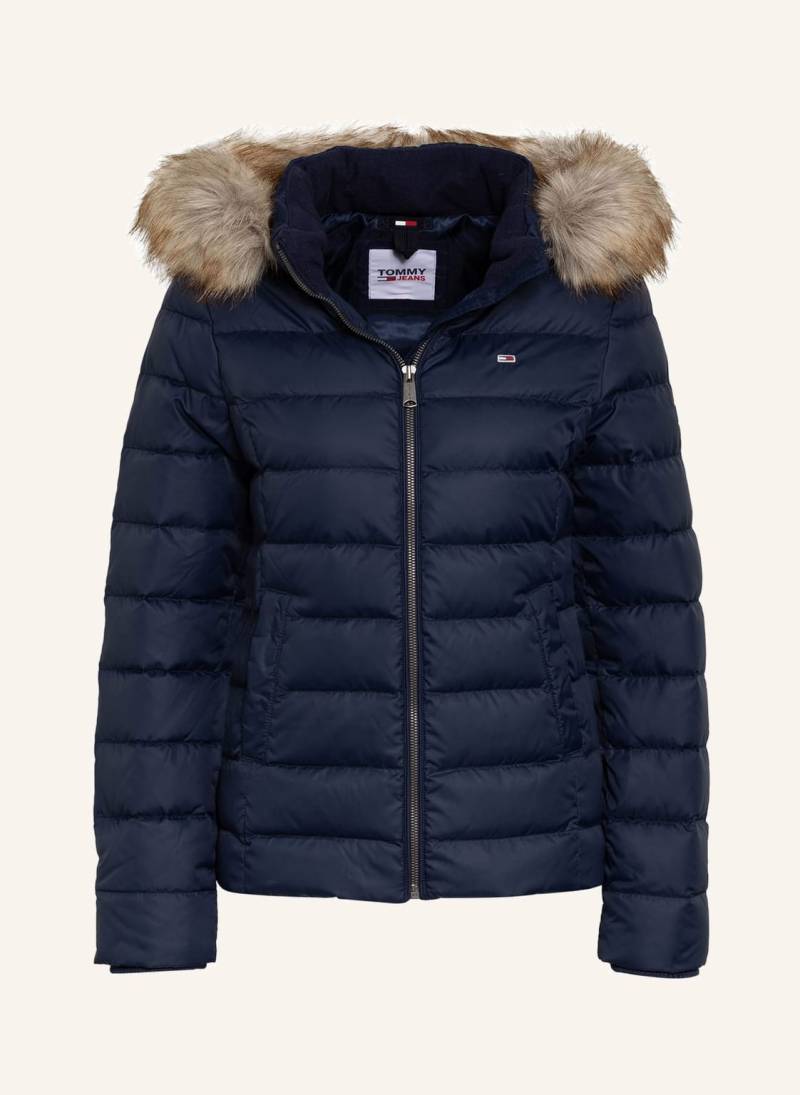 Tommy Jeans Daunenjacke Mit Abnehmbarer Kapuze Und Kunstfellbesatz blau von Tommy Jeans