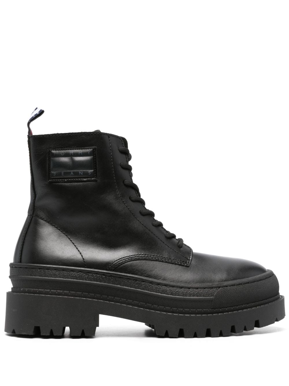 Tommy Jeans Foxing lace-up leather boots - Black von Tommy Jeans