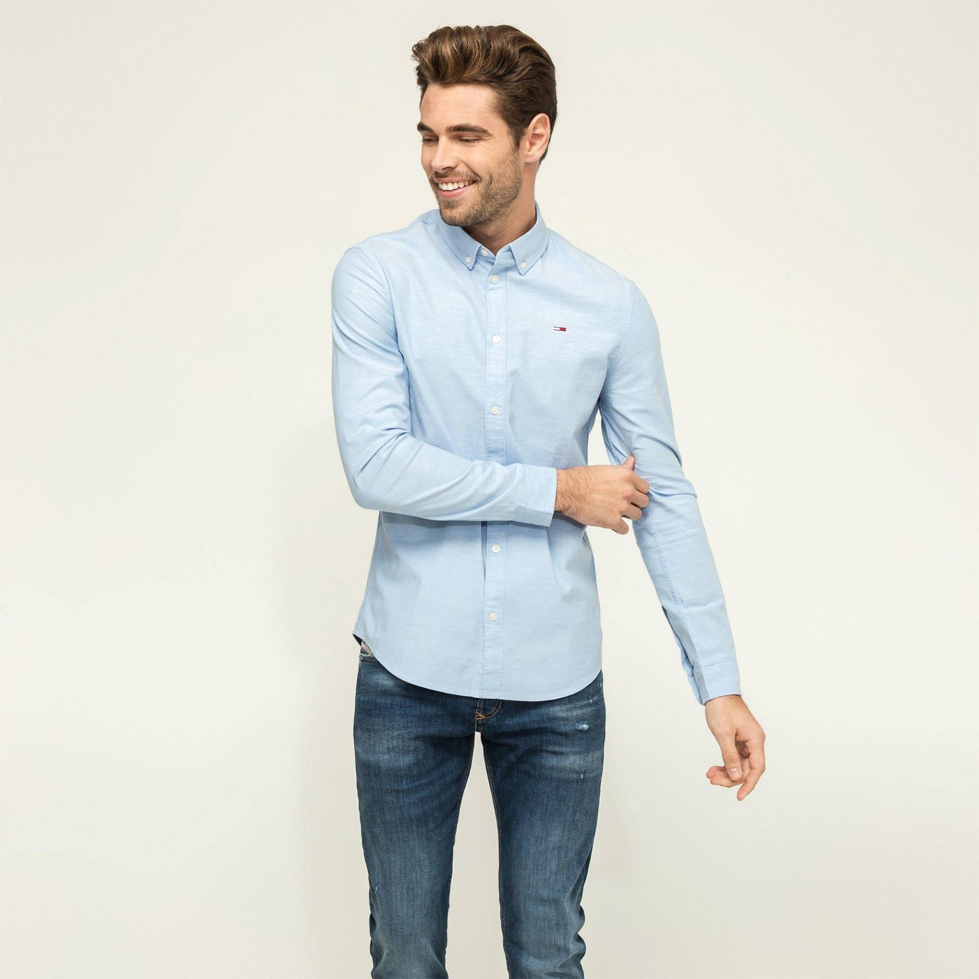 Hemd, Langarm Herren Hellblau S von TOMMY JEANS