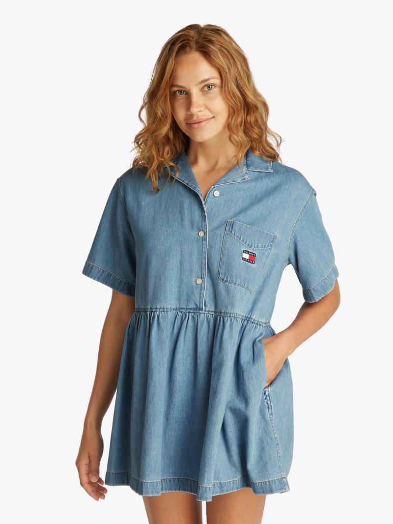 Tommy Jeans Jeanskleid »TJW LT DENIM DRESS EXT«, in Mini-Länge, mit Logostickerei, in blauer Waschung von Tommy Jeans