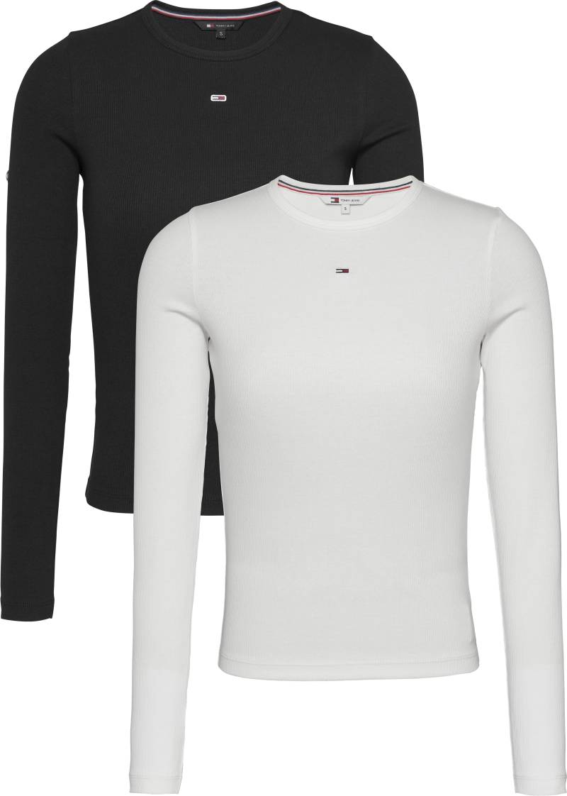Tommy Jeans Langarmshirt »TJW 2PACK SLIM ESSENTIAL RIB LS«, (Packung, 2 tlg., 2er-Pack), in Rippoptik, mit Logostickerei von Tommy Jeans
