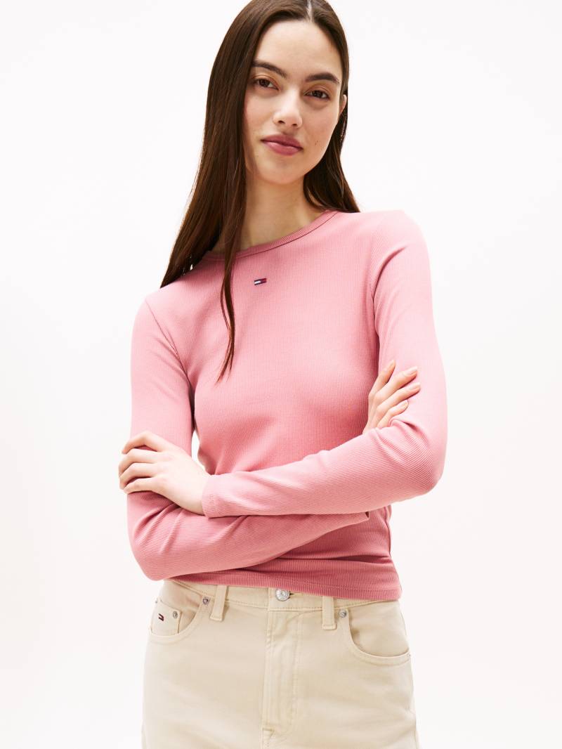 Tommy Jeans Langarmshirt »TJW SLIM ESSENTIAL RIB LS«, mit Logostickerei von Tommy Jeans