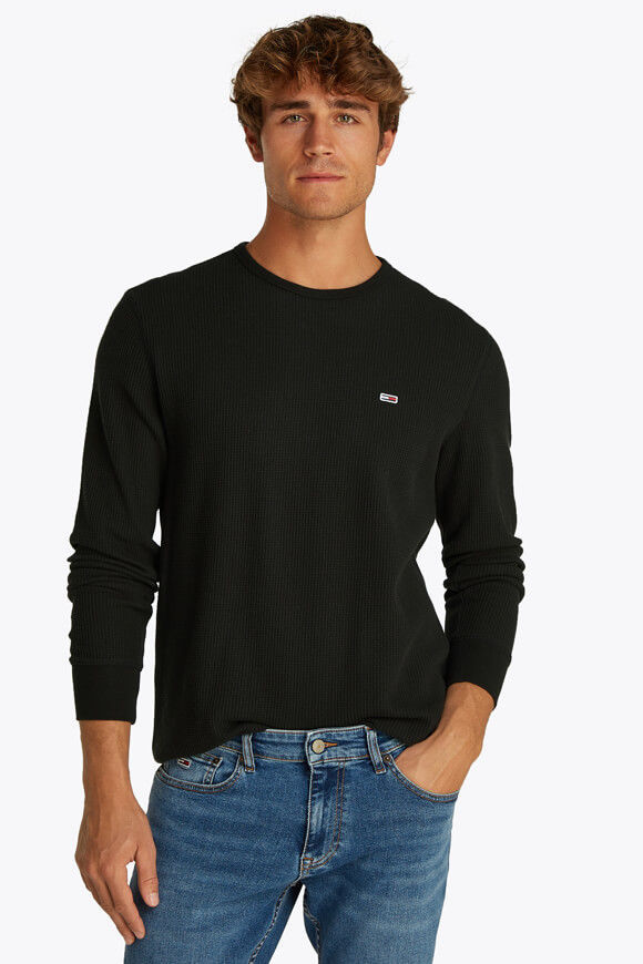 Tommy Jeans Langarmshirt mit Waffelstruktur | Black | Herren  | L von Tommy Jeans