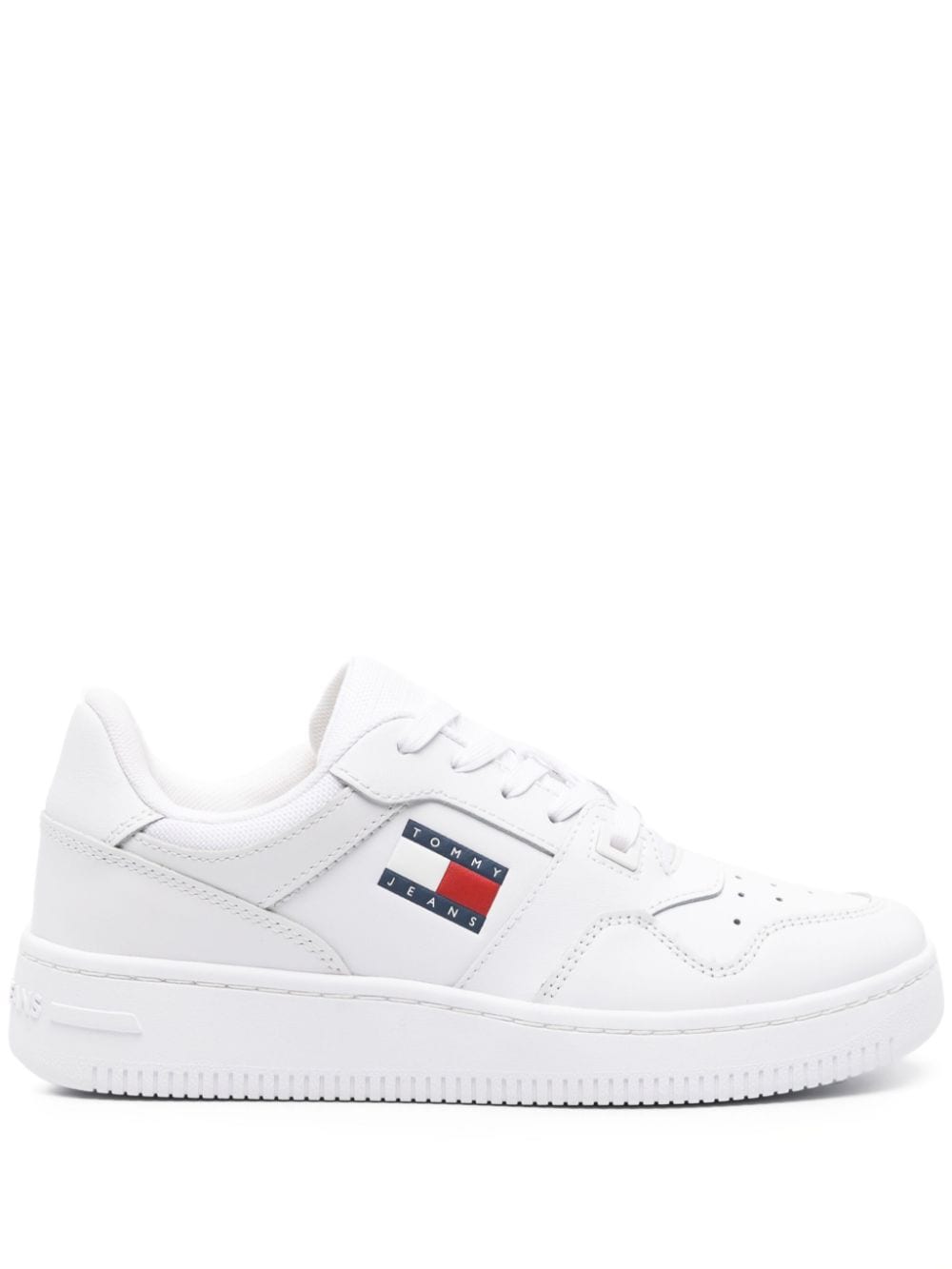 Tommy Jeans Retro Basket leather sneakers - White von Tommy Jeans