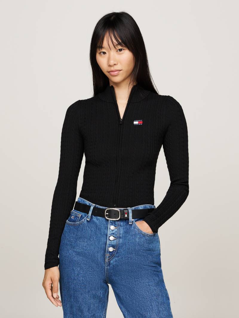 Tommy Jeans Strickjacke »TJW ZIP-THRU CABLE CARDIGAN«, mit Zopfmuster, Logo-Badge von Tommy Jeans