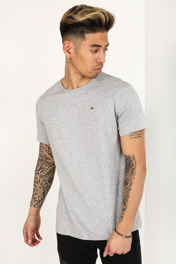 Tommy Jeans T-Shirt | Light Grey Heather | Herren  | L von Tommy Jeans