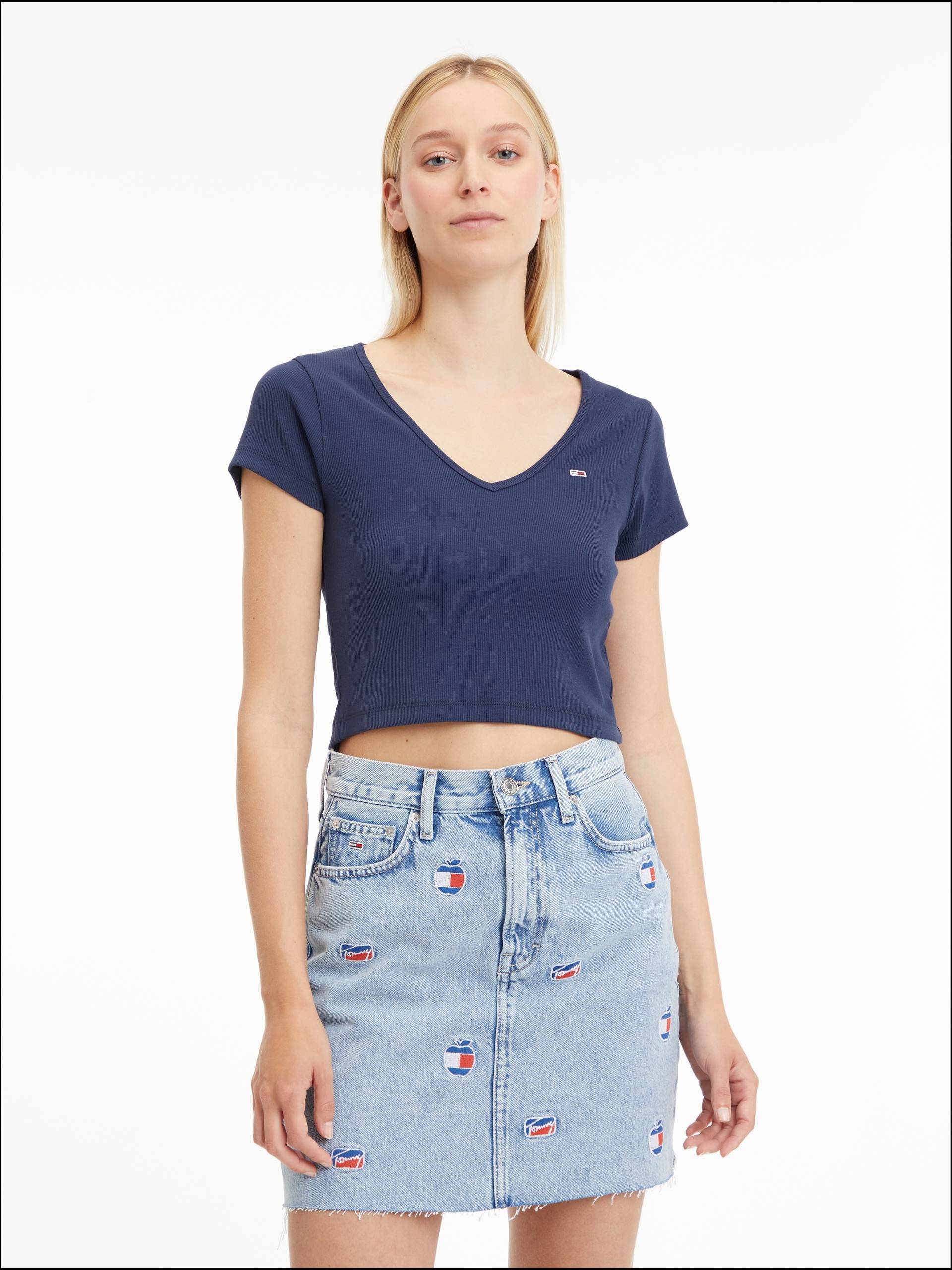 Tommy Jeans T-Shirt »TJW BBY CRP ESSENTIAL RIB V SS« von Tommy Jeans