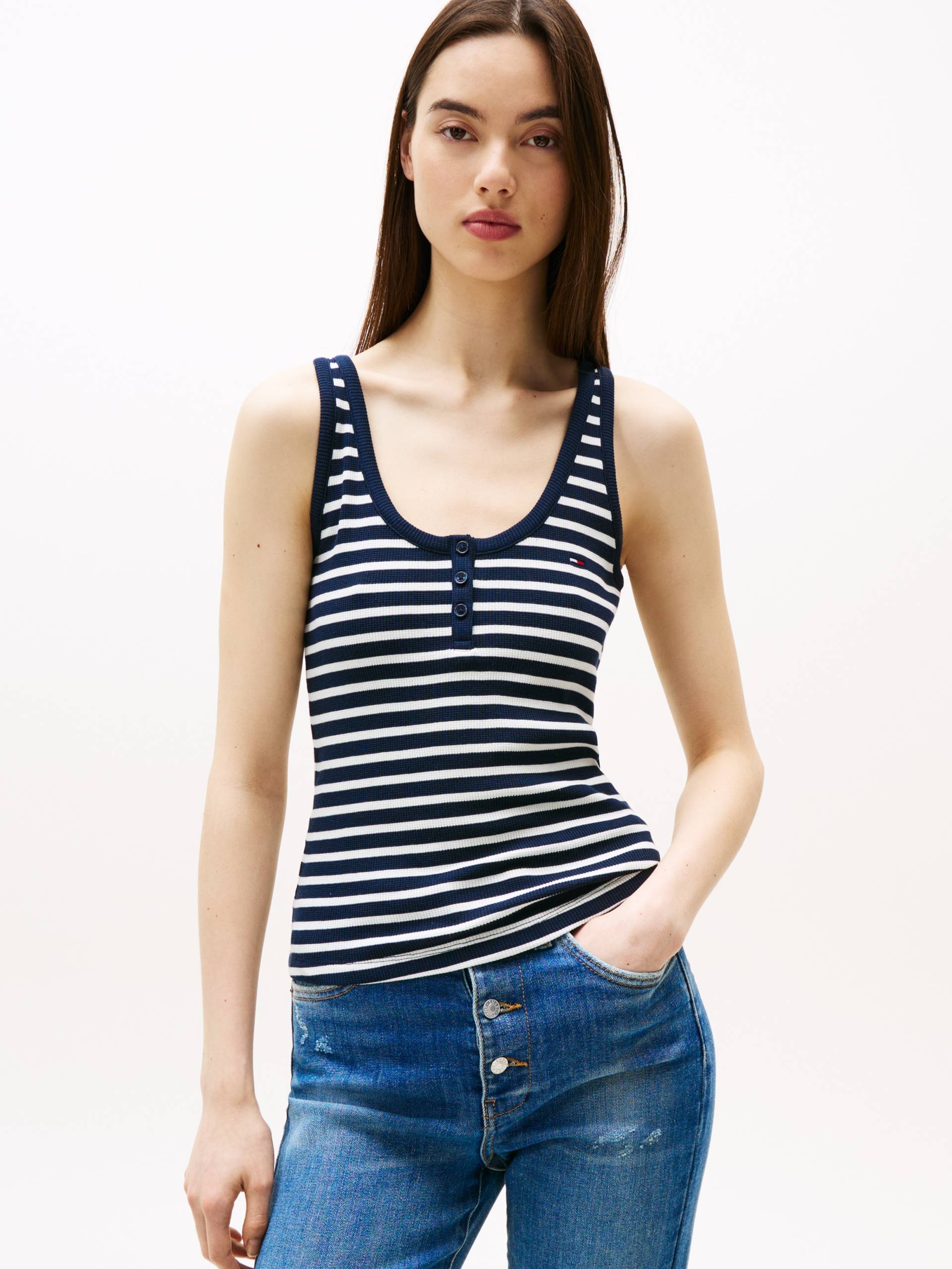 Tommy Jeans T-Shirt »TJW SLIM HENLEY WAFFLE TANK« von Tommy Jeans