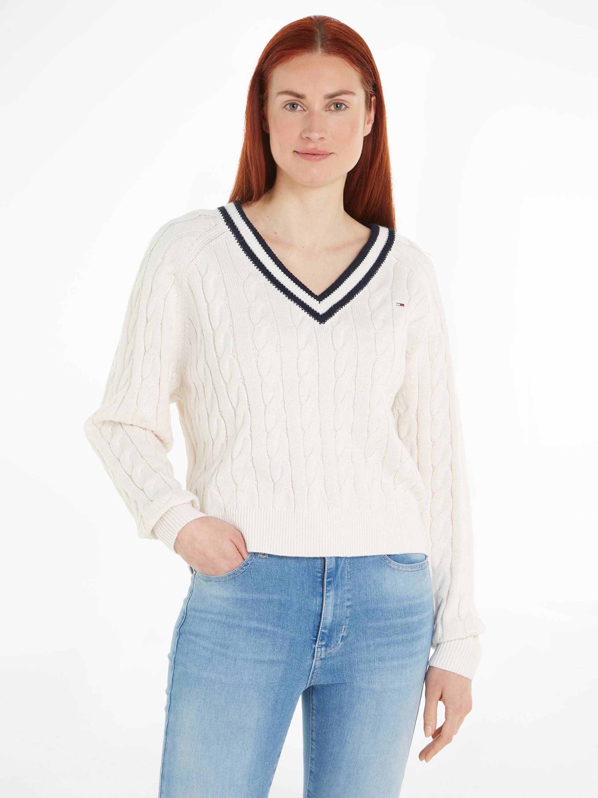 Tommy Jeans V-Ausschnitt-Pullover »TJW V-NECK CABLE SWEATER« von Tommy Jeans