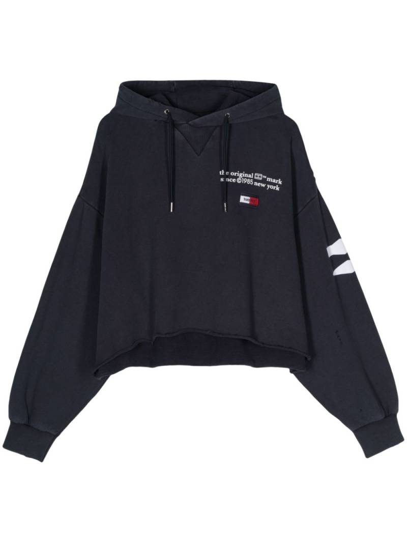 Tommy Jeans embroidered-logo distressed hoodie - Blue von Tommy Jeans