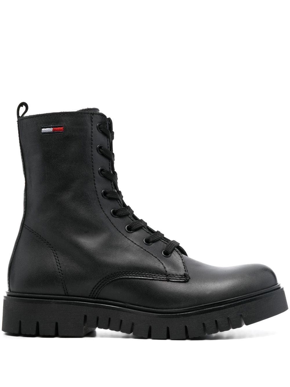 Tommy Jeans lace-up leather ankle boots - Black von Tommy Jeans