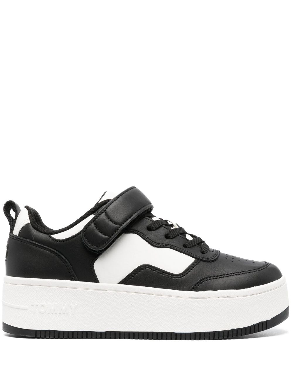 Tommy Jeans leather flatform sneakers - Black von Tommy Jeans