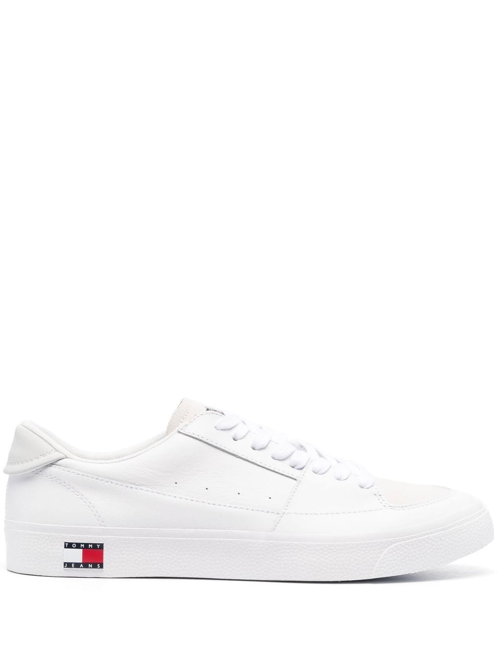 Tommy Jeans logo-detail low-top leather sneakers - White von Tommy Jeans