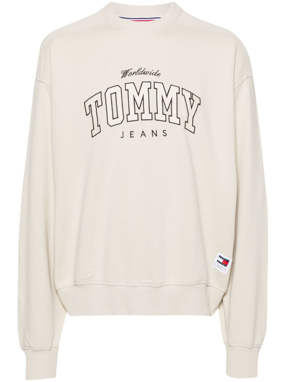 Tommy Jeans logo-embroidered cotton sweatshirt - Neutrals von Tommy Jeans