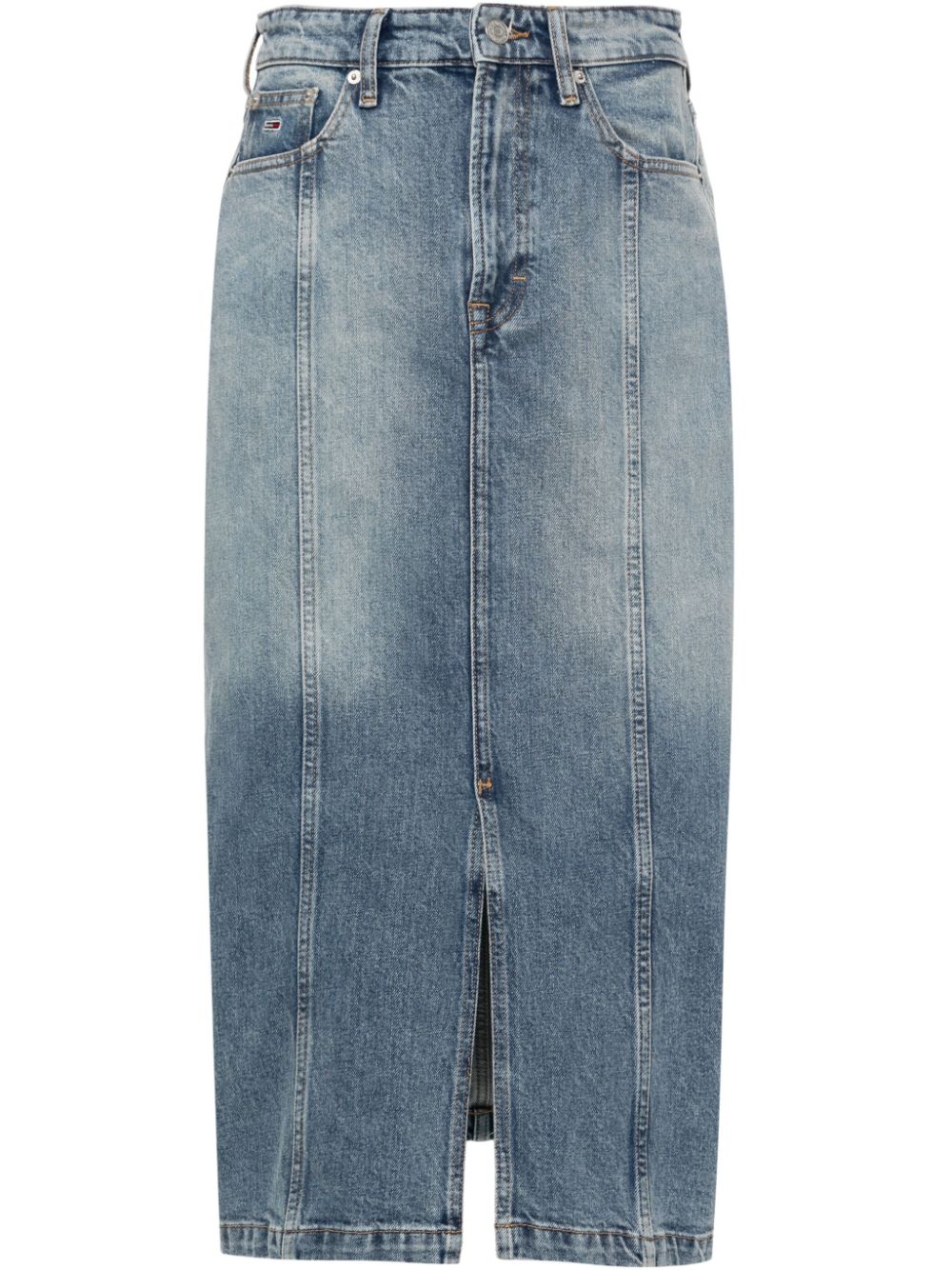 Tommy Jeans logo-embroidered denim skirt - Blue von Tommy Jeans