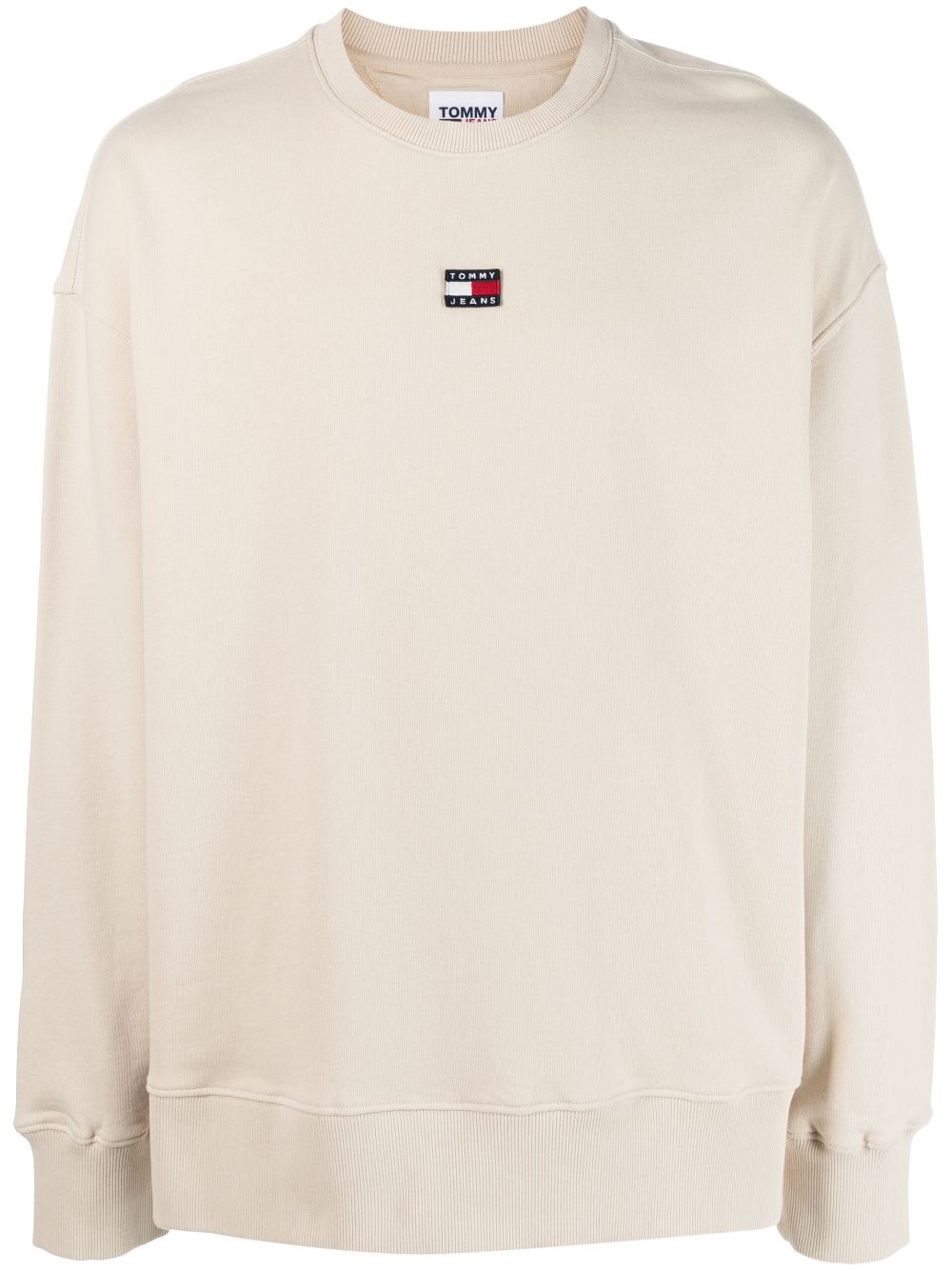 Tommy Jeans logo-patch cotton sweatshirt - Neutrals von Tommy Jeans