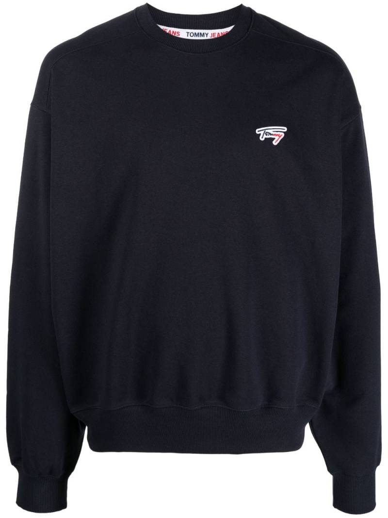 Tommy Jeans logo-patch ribbed sweatshirt - Blue von Tommy Jeans