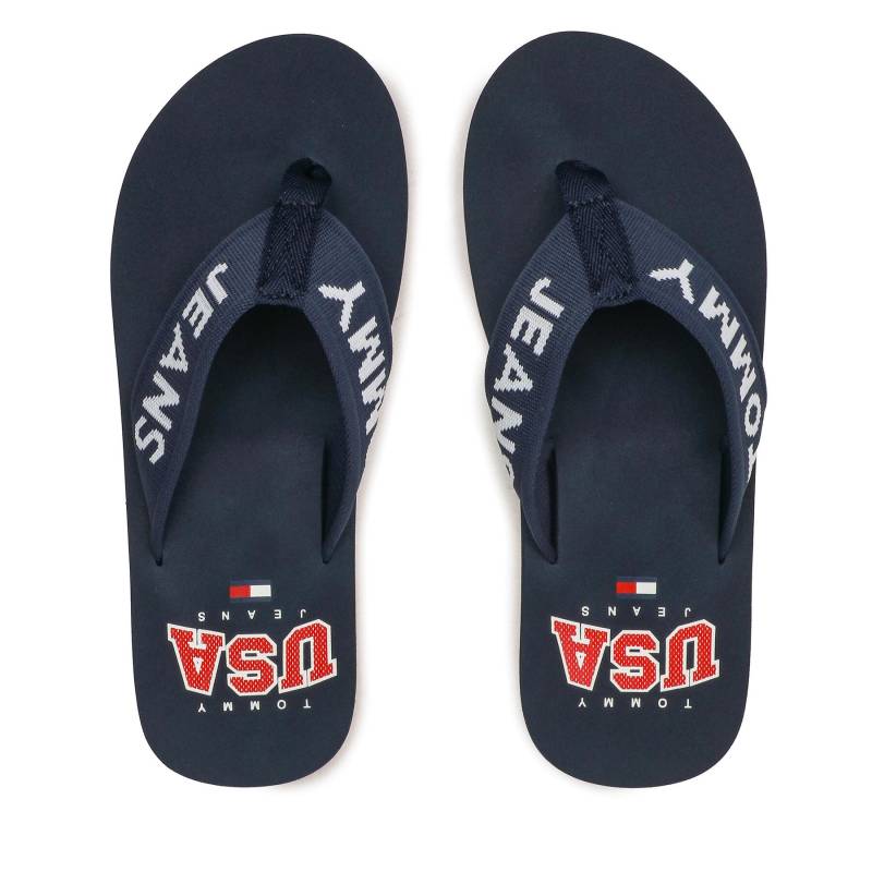 Zehentrenner Tommy Jeans Flip Flop Logo Tape EM0EM01147 Twillight Navy C87 von Tommy Jeans