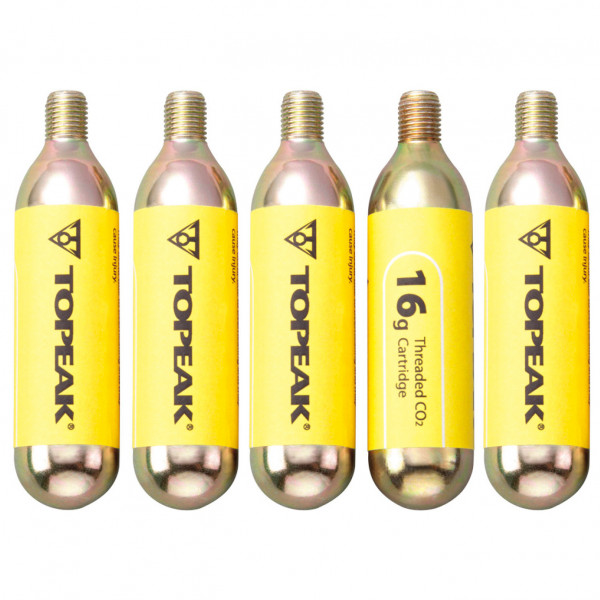 Topeak - CO2 Kartuschen mit Gewinde (5er Set) - CO2-Pumpe Gr 5 x 16 g von Topeak