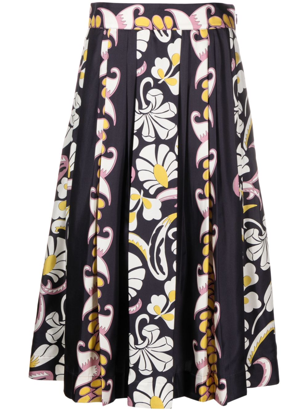 Tory Burch floral-print pleated silk skirt - Black von Tory Burch