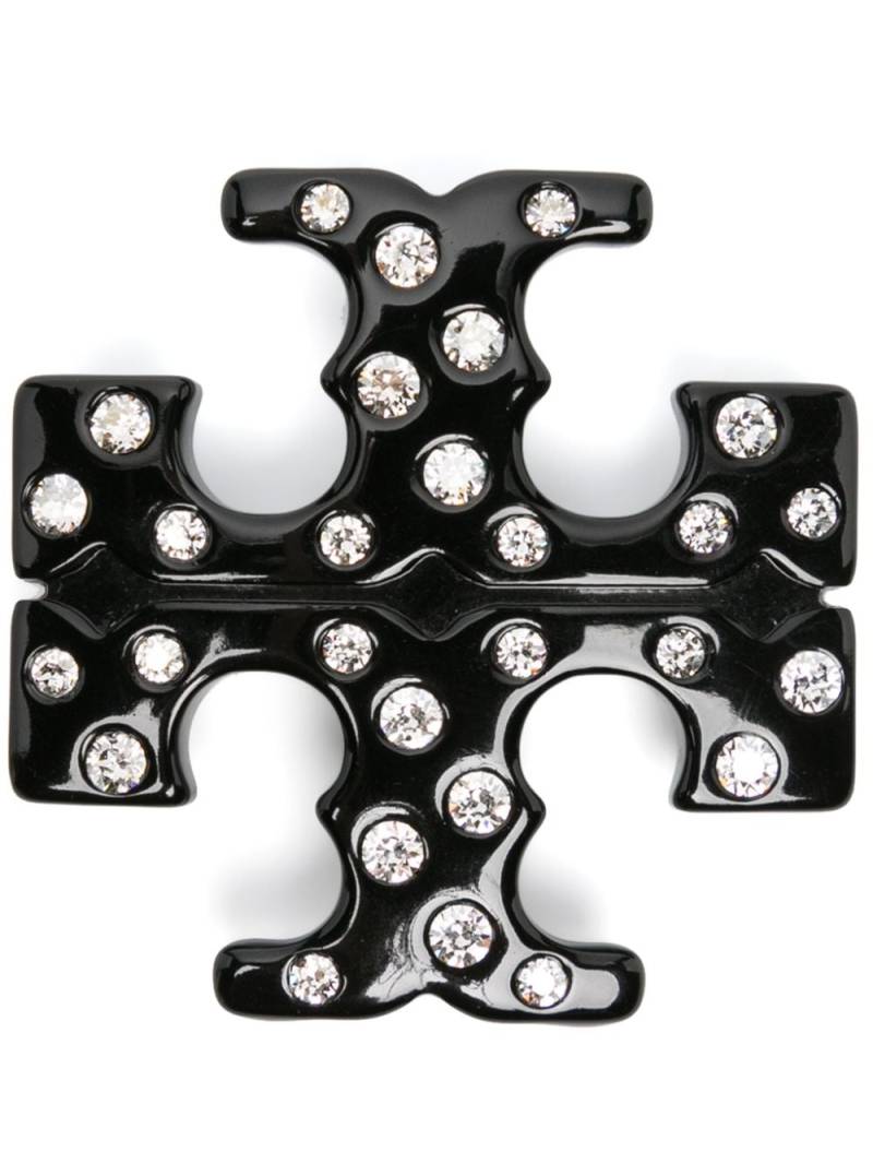 Tory Burch Double T crystal-embellished hair clip - Black von Tory Burch