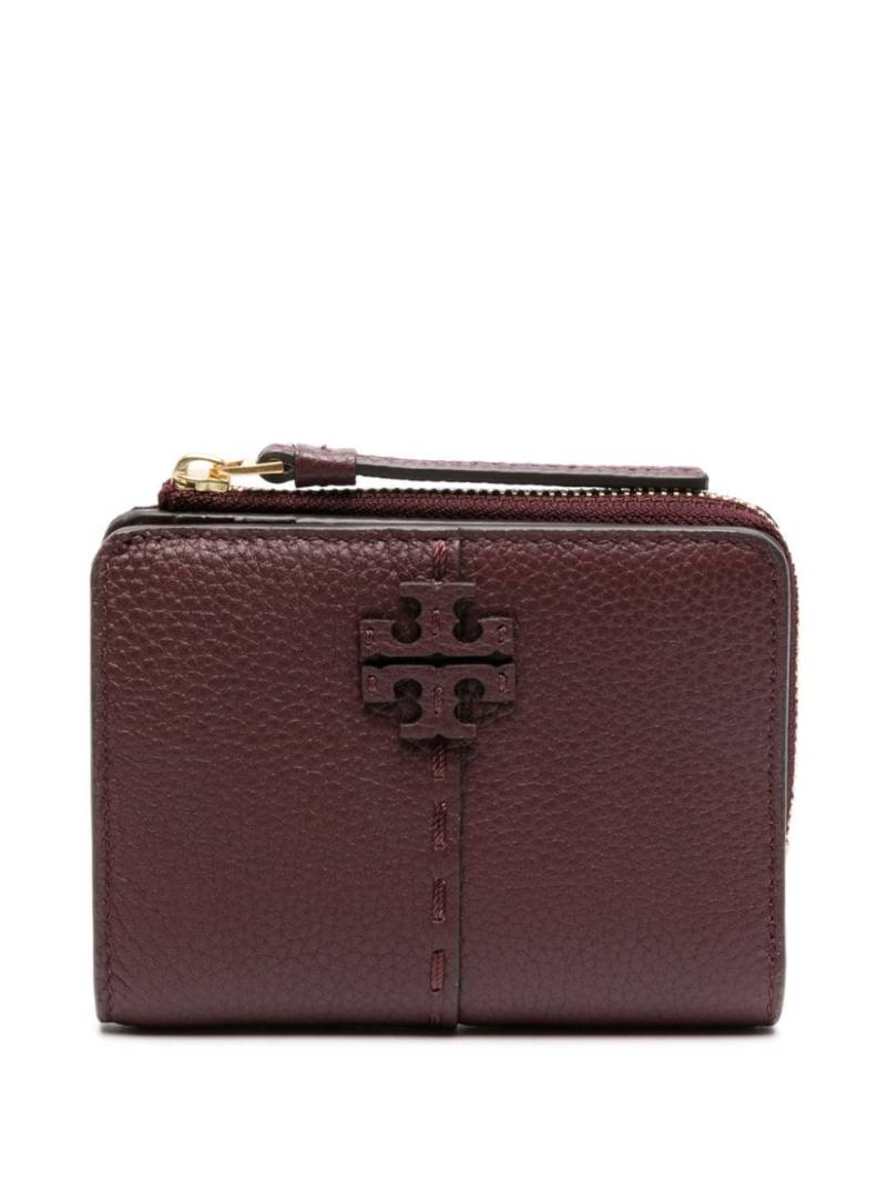 Tory Burch Double T logo-patch leather wallet - Purple von Tory Burch