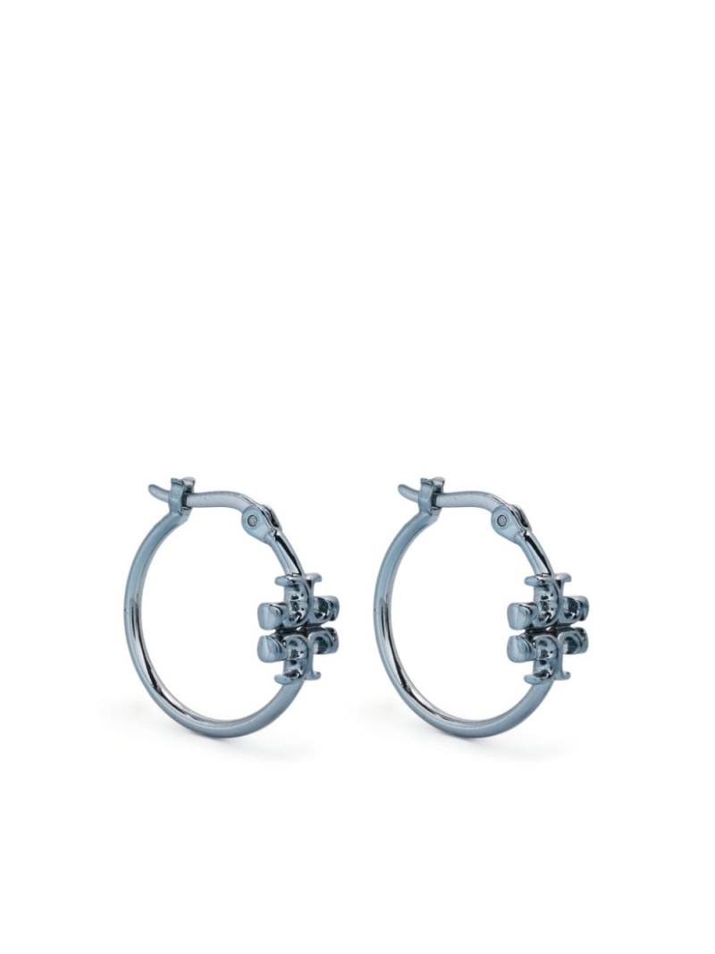 Tory Burch Eleanor Double-T hoop earrings - Blue von Tory Burch