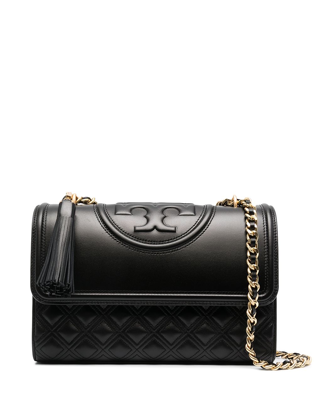 Tory Burch Fleming convertible leather shoulder bag - Black von Tory Burch