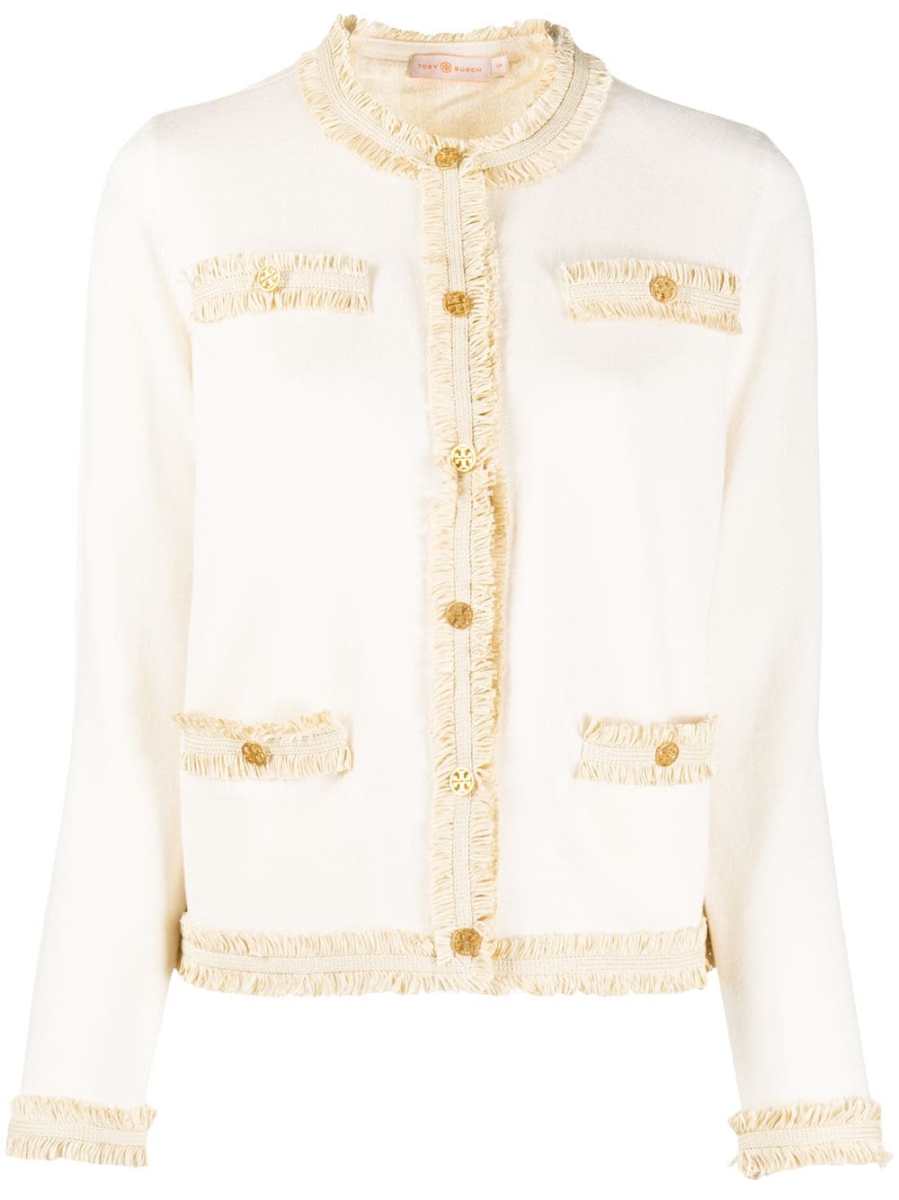 Tory Burch Kendra fringe-trimmed merino cardigan - Neutrals von Tory Burch