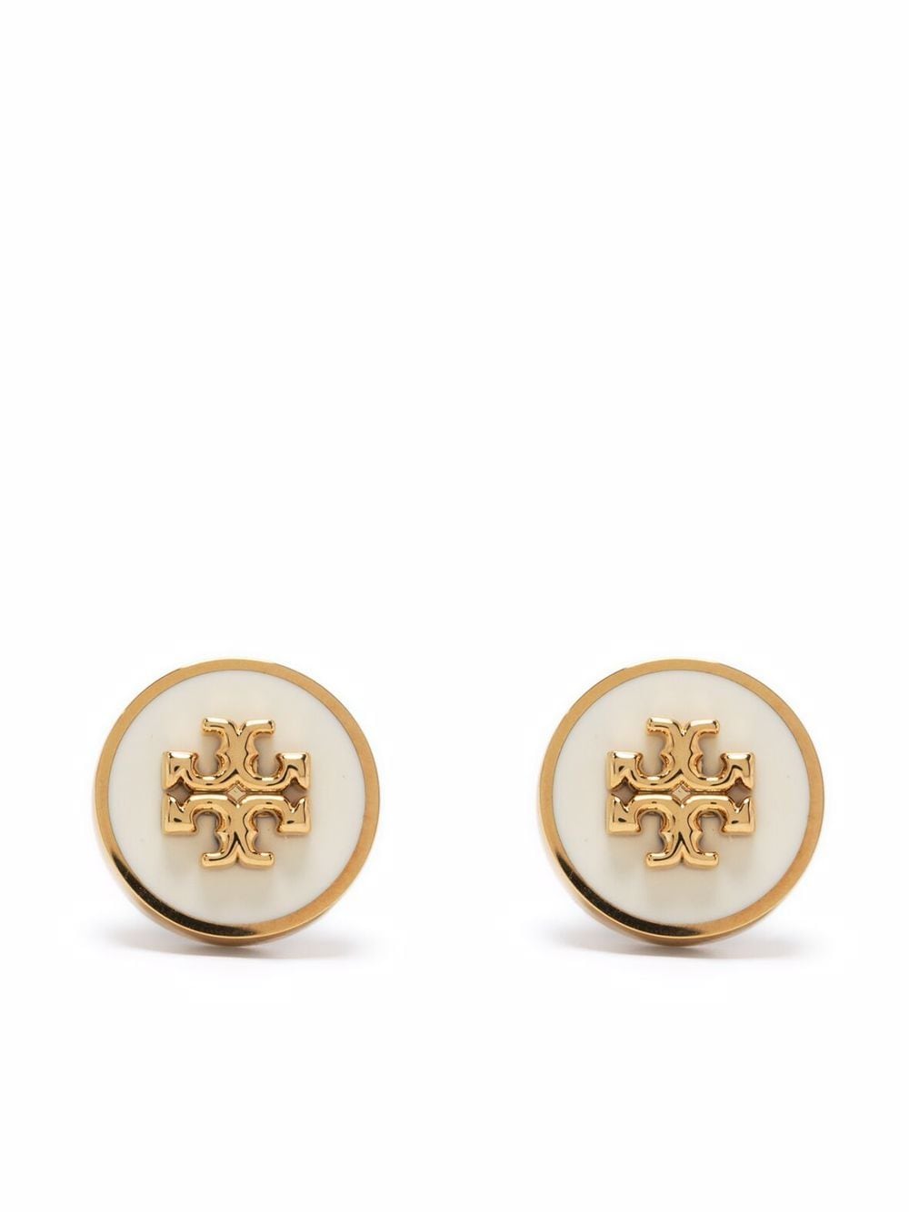 Tory Burch KIRA ENAMEL CIRCLE-STUD EARRING - Gold von Tory Burch