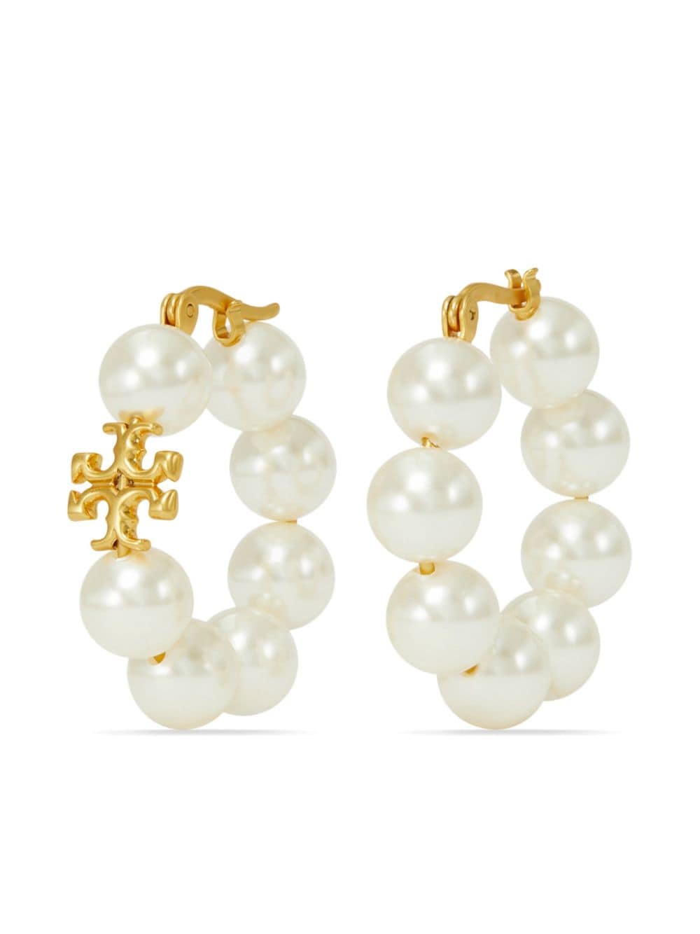 Tory Burch Kira pearl-detail hoop earring - White von Tory Burch