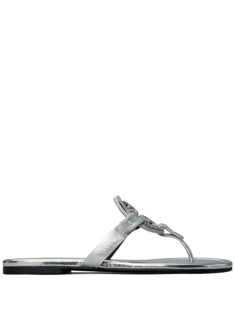 Tory Burch Miller pave logo sandals - Silver von Tory Burch