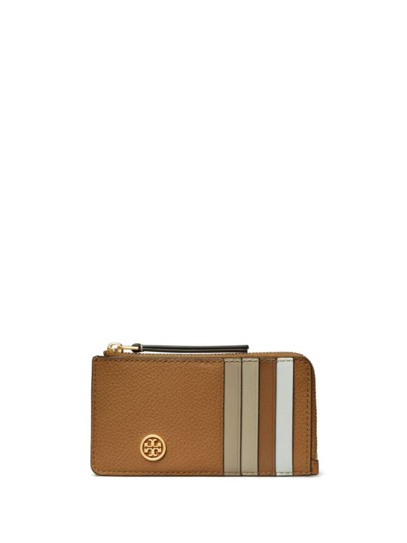 Tory Burch Robinson Double-T leather cardholder - Brown von Tory Burch