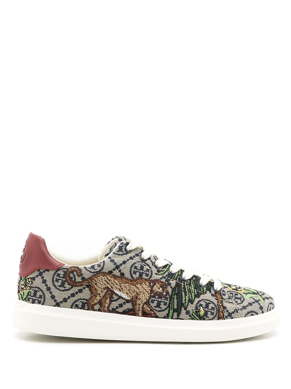 Tory Burch T Monogram Howell embroidered sneakers - Grey von Tory Burch