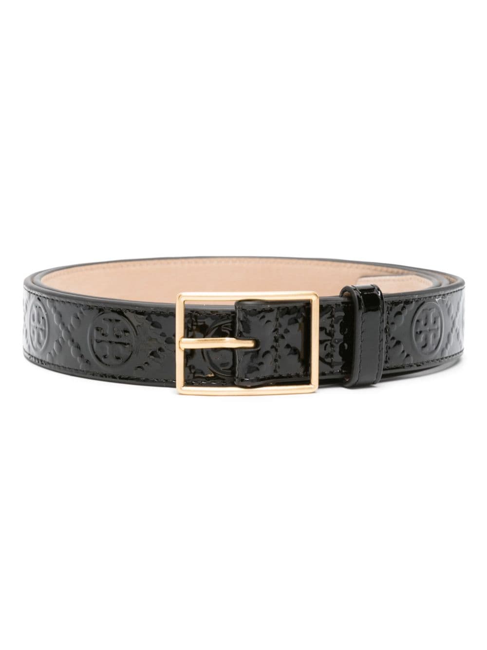 Tory Burch T Monogram patent-leather belt - Black von Tory Burch