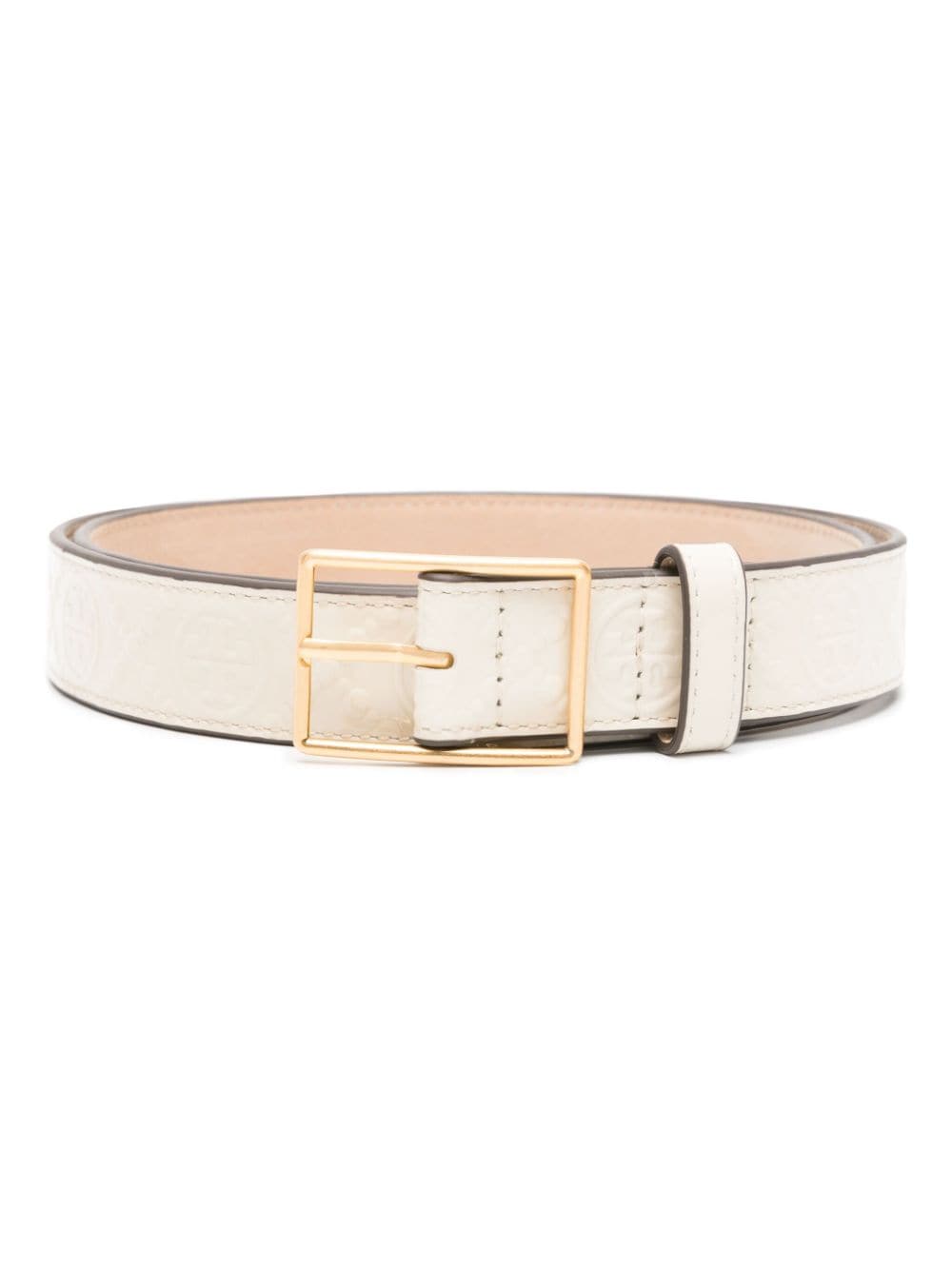 Tory Burch T Monogram patent-leather belt - White von Tory Burch