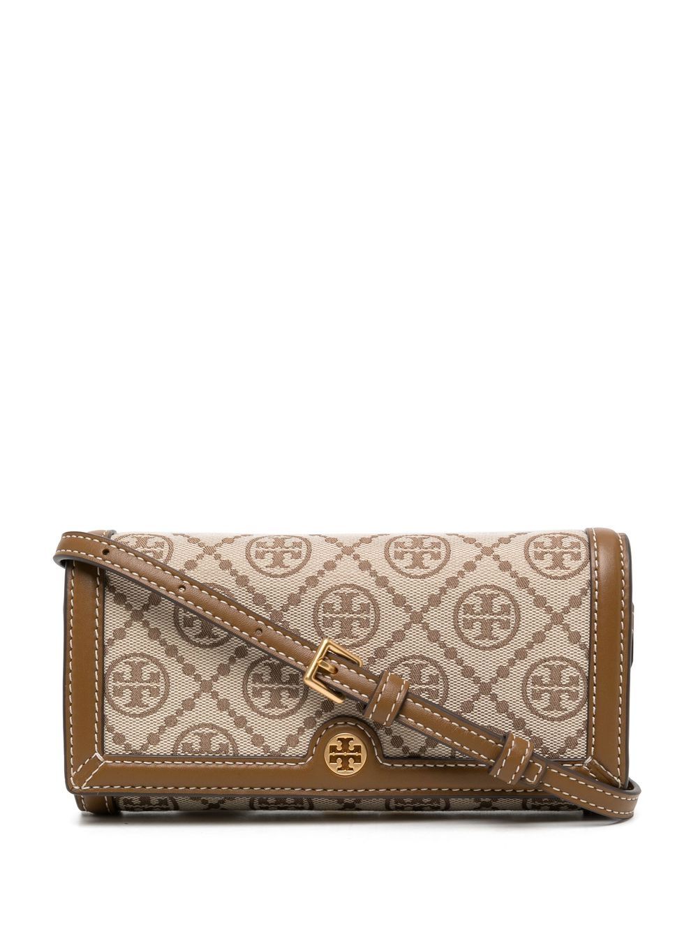 Tory Burch all-over monogram-pattern clutch bag - Brown von Tory Burch