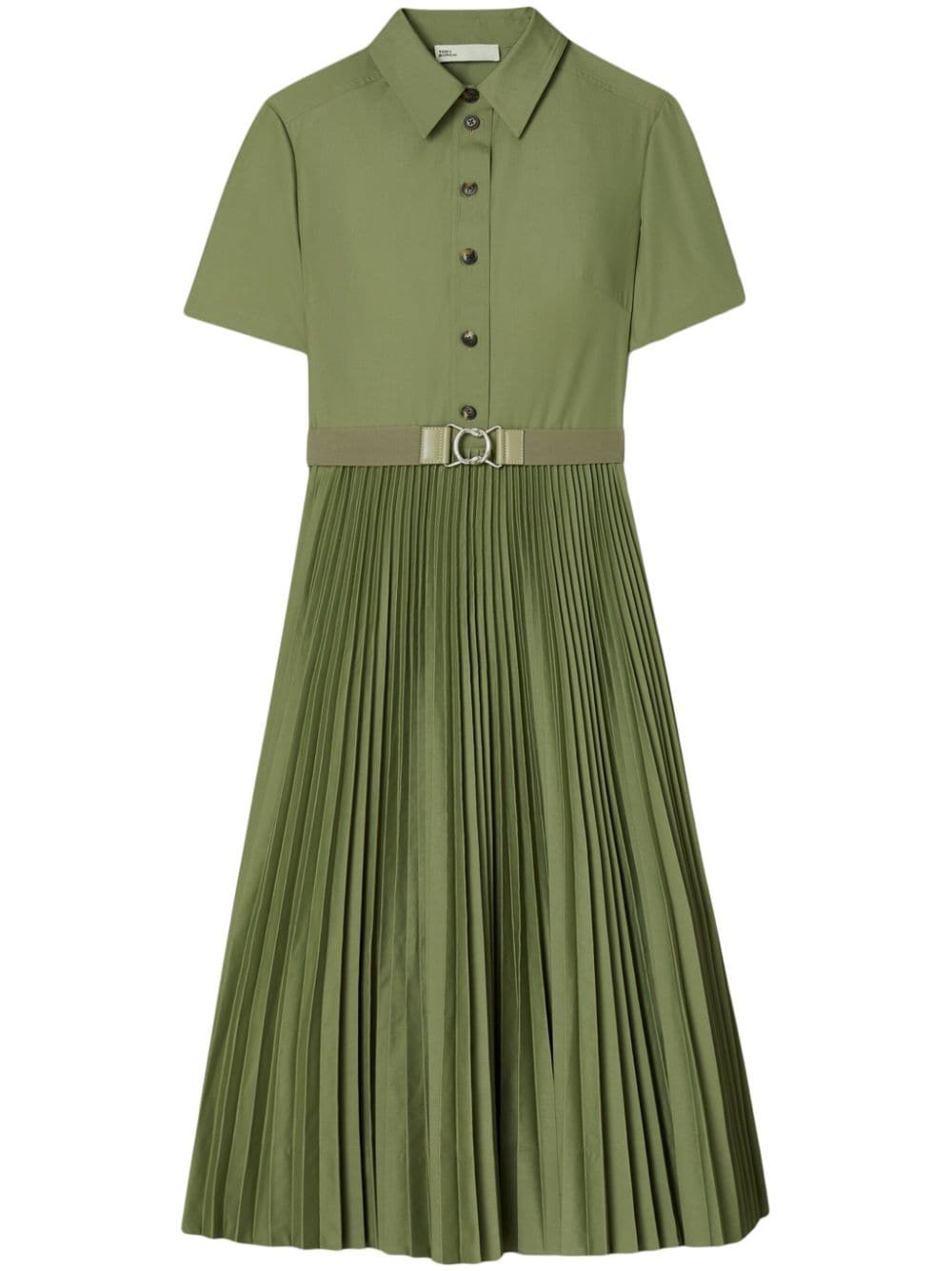 Tory Burch belted pleated dress - Green von Tory Burch
