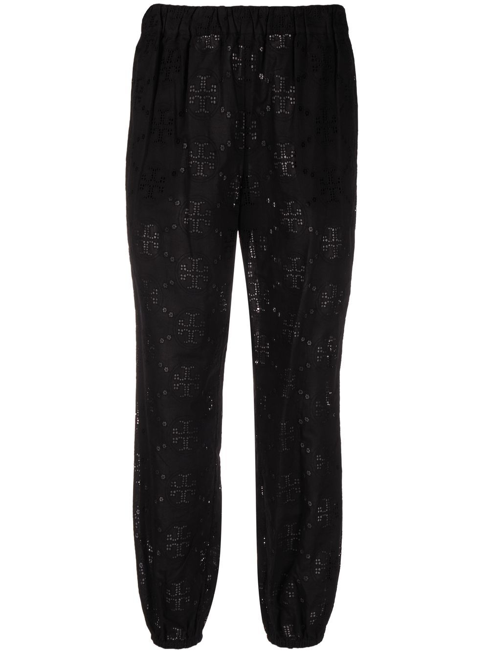 Tory Burch broderie anglaise cotton trousers - Black von Tory Burch