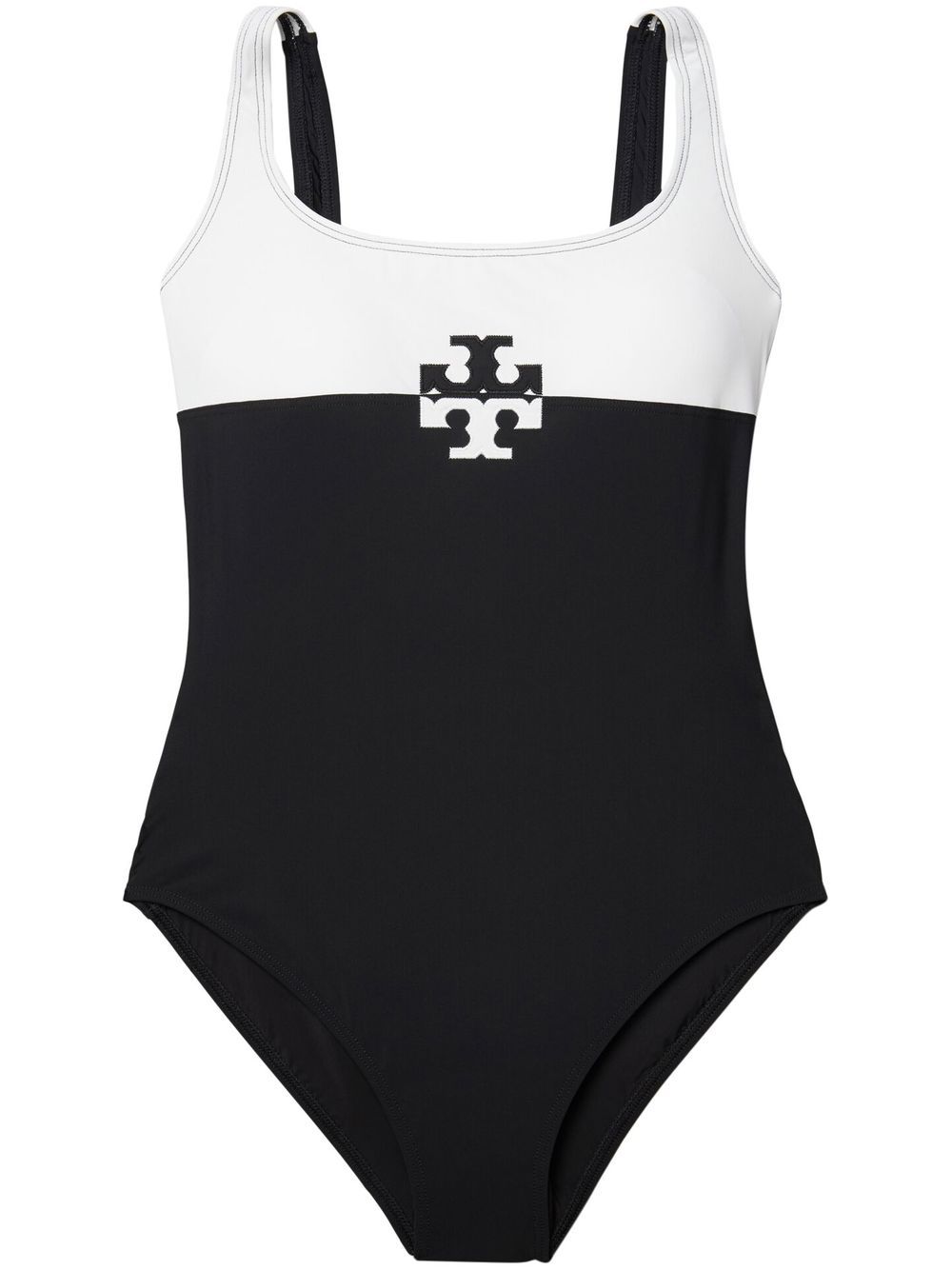 Tory Burch colour-block logo-print swimsuit - Black von Tory Burch