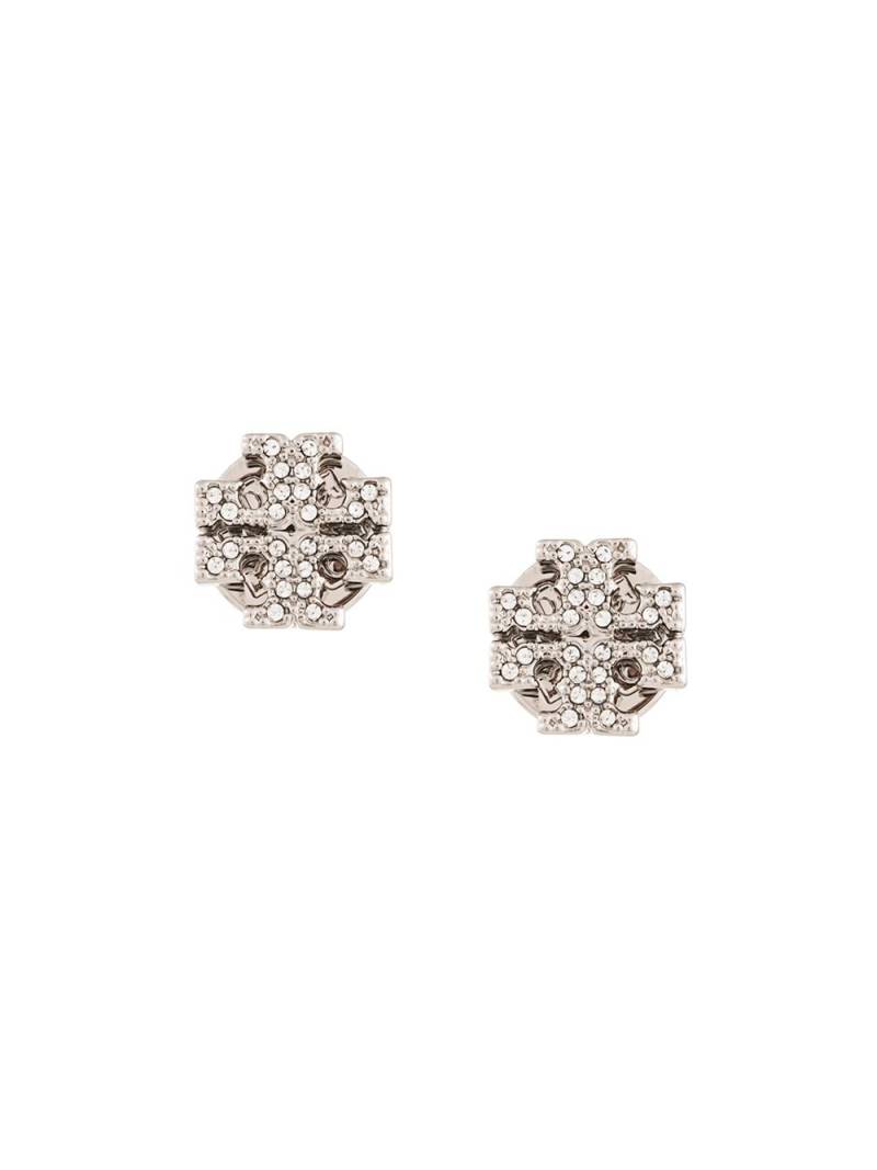 Tory Burch CRYSTAL LOGO STUD EARRING - Silver von Tory Burch