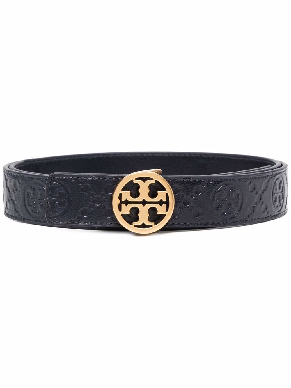 Tory Burch embossed logo leather belt - Blue von Tory Burch