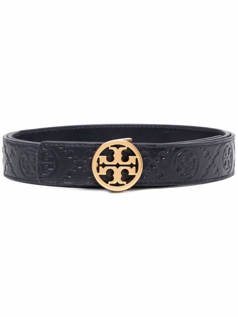 Tory Burch embossed logo leather belt - Blue von Tory Burch