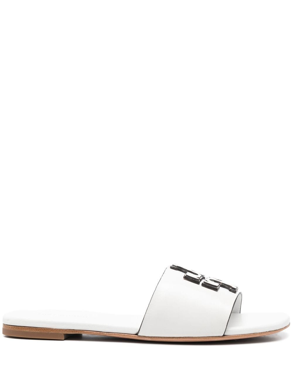 Tory Burch embossed-logo leather slides - White von Tory Burch