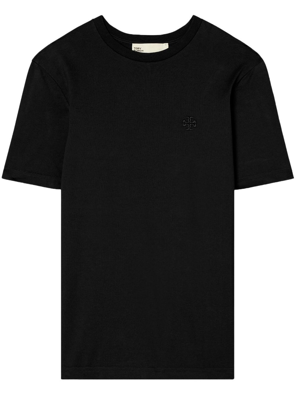 Tory Burch embroidered-logo round-neck T-shirt - Black von Tory Burch