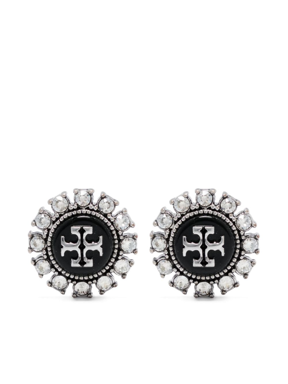 Tory Burch enamelled logo stud earrings - Silver von Tory Burch