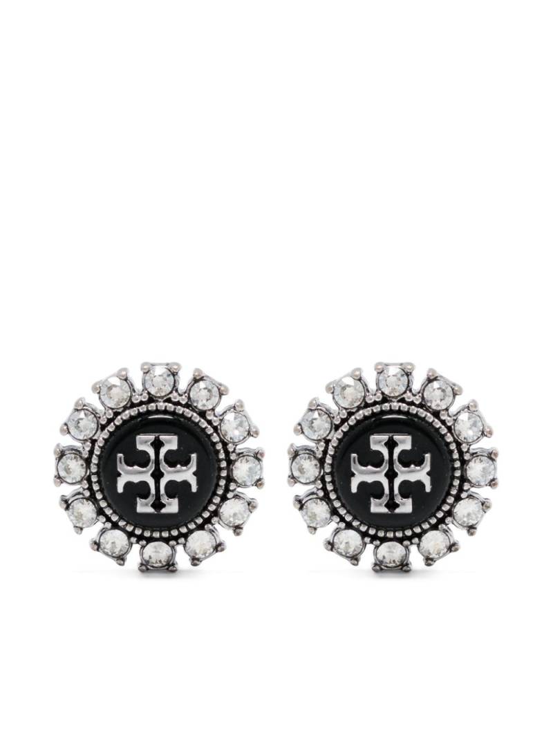 Tory Burch enamelled logo stud earrings - Silver von Tory Burch